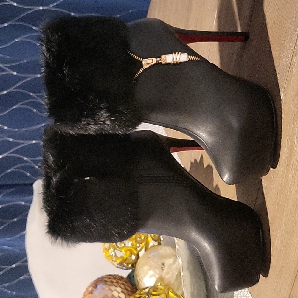 Furry stiletto booties